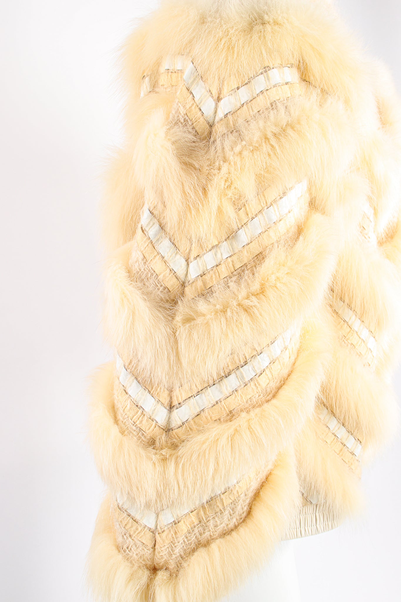 Vintage Signatures Woven Fur Chevron Bomber on Mannequin sleeve at Recess Los Angeles