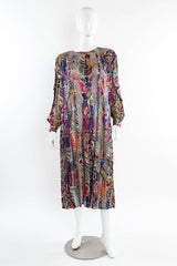 Vintage Silk Farm Abstract Geo Floral Silk Dress mannequin front no tie @ Recess Los Angeles