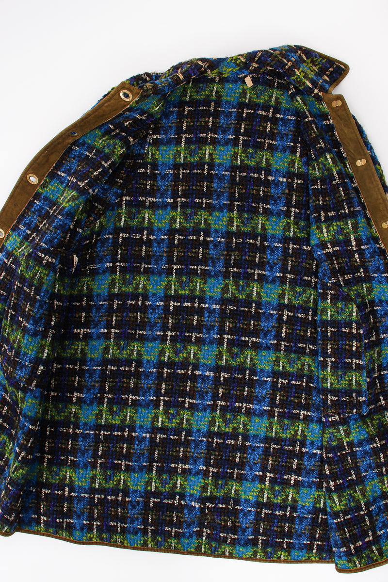 Vintage Sills Bonnie Cashin Plaid Tweed Blanket Coat inside at Recess Los Angeles