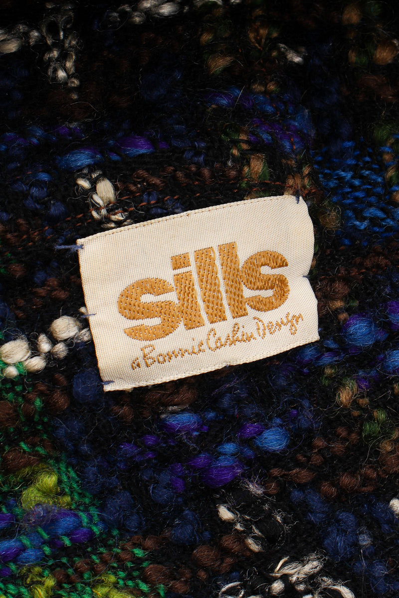 Vintage Sills Bonnie Cashin Plaid Tweed Blanket Coat label at Recess Los Angeles