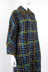 Vintage Sills Bonnie Cashin Plaid Tweed Blanket Coat on Mannequin angle at Recess Los Angeles