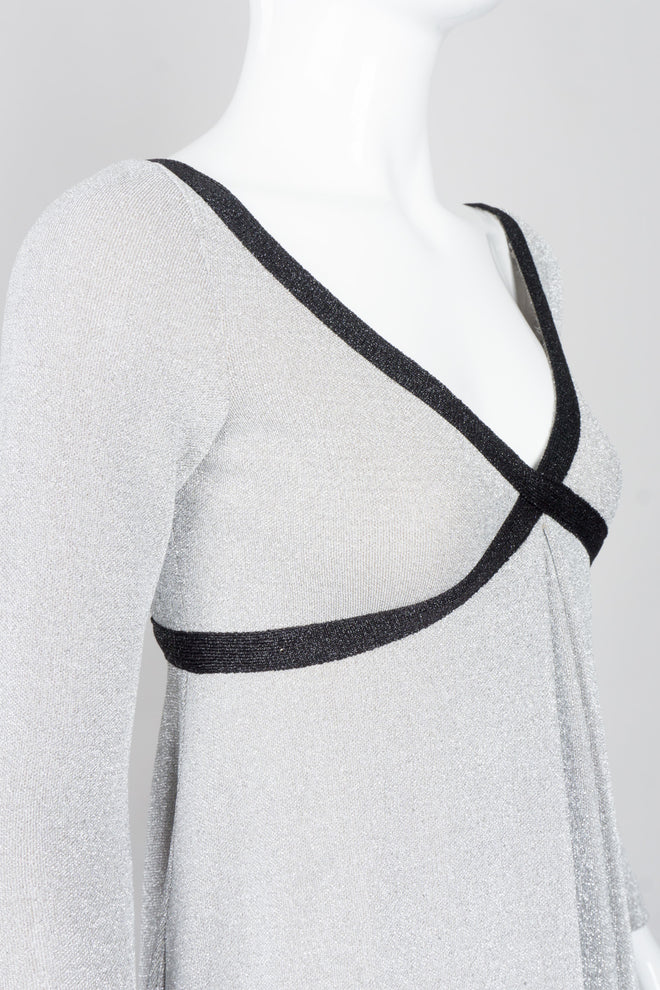 Rudi Gernreich Metallic Lamé Cross My Heart Empire Waist Dress