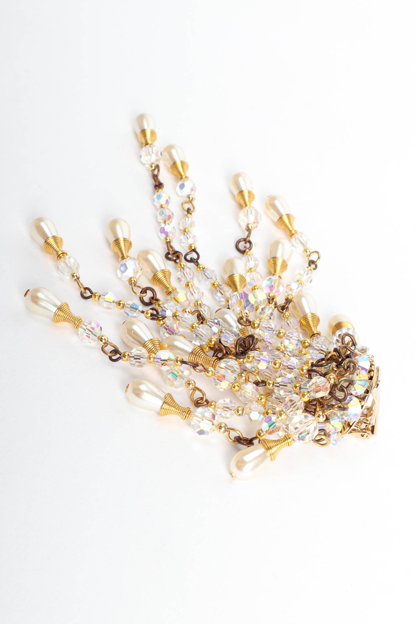 Vintage Simone Edouard Pearl Crystal Cluster Chandelier Earrings single @ Recess LA