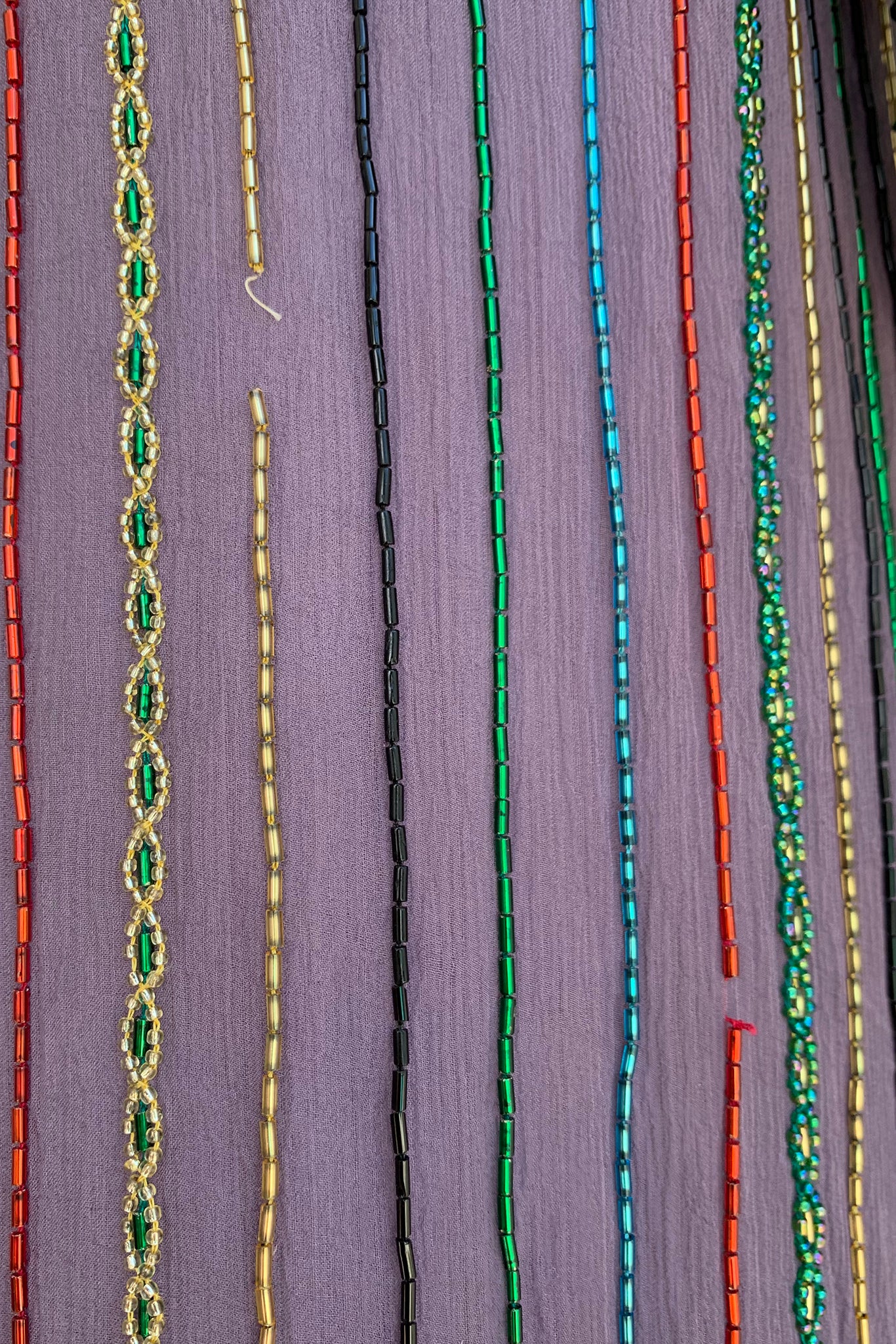 Vintage Sistermax Rainbow Beaded Midi Shift Dress missing red yellow beads at Recess