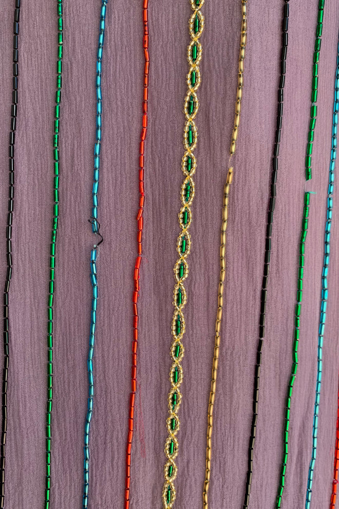 Vintage Sistermax Rainbow Beaded Midi Shift Dress missing beads at Recess