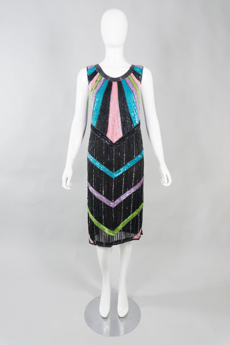 Sistermax Vintage Beaded Candy Chevron Dress