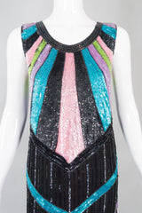 Sistermax Vintage Beaded Candy Chevron Dress