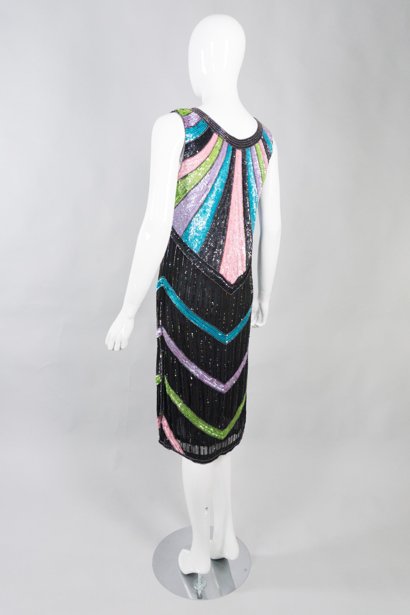 Sistermax Vintage Beaded Candy Chevron Dress