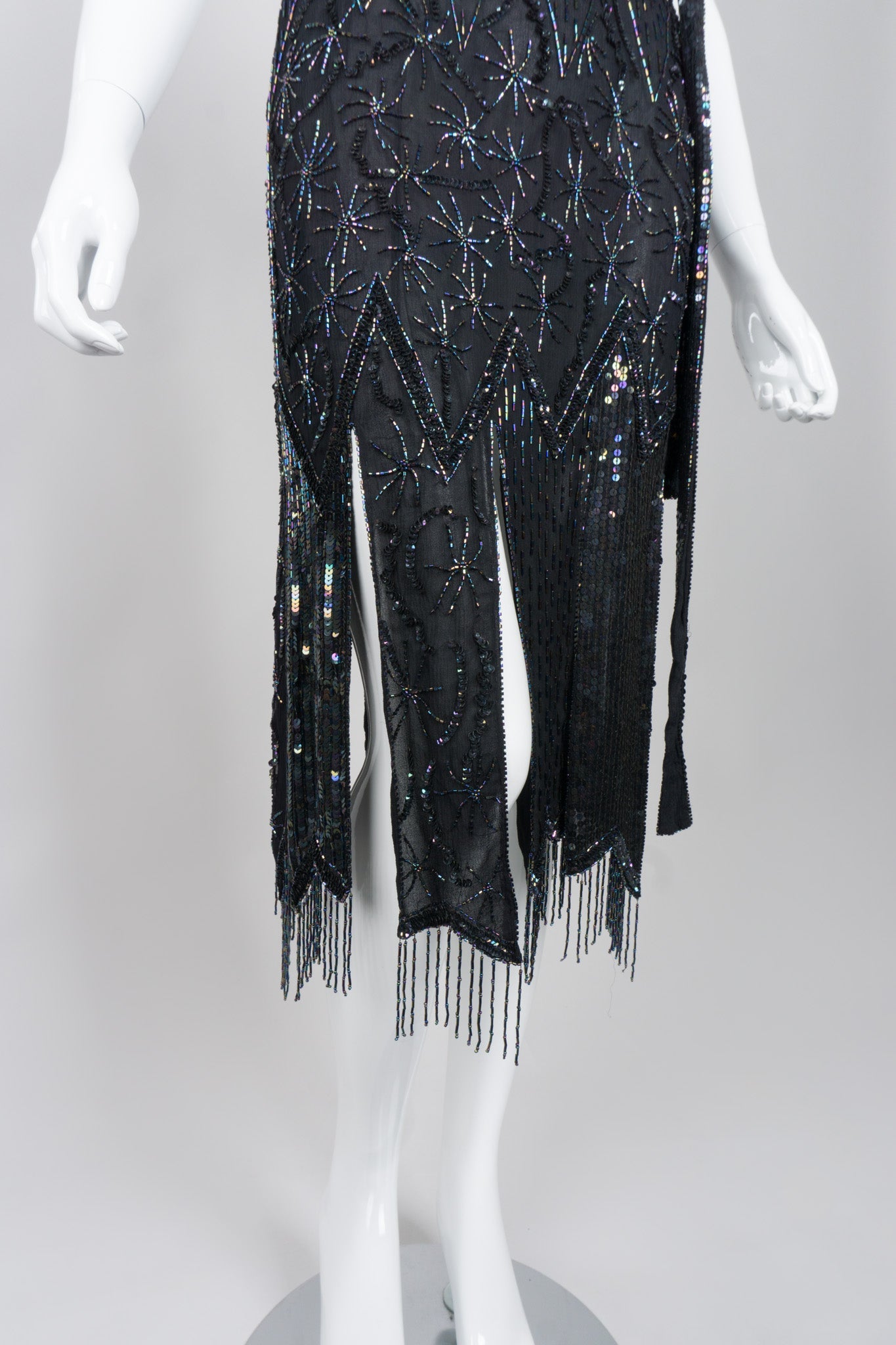 Sistermax Asymmetrical Silk Beaded Fringe Dress