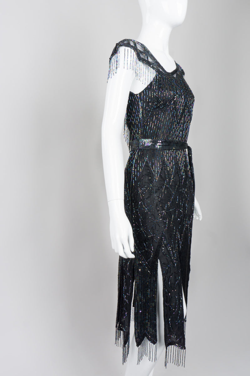 Sistermax Asymmetrical Silk Beaded Fringe Dress – Recess