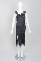 Sistermax Asymmetrical Silk Beaded Fringe Dress