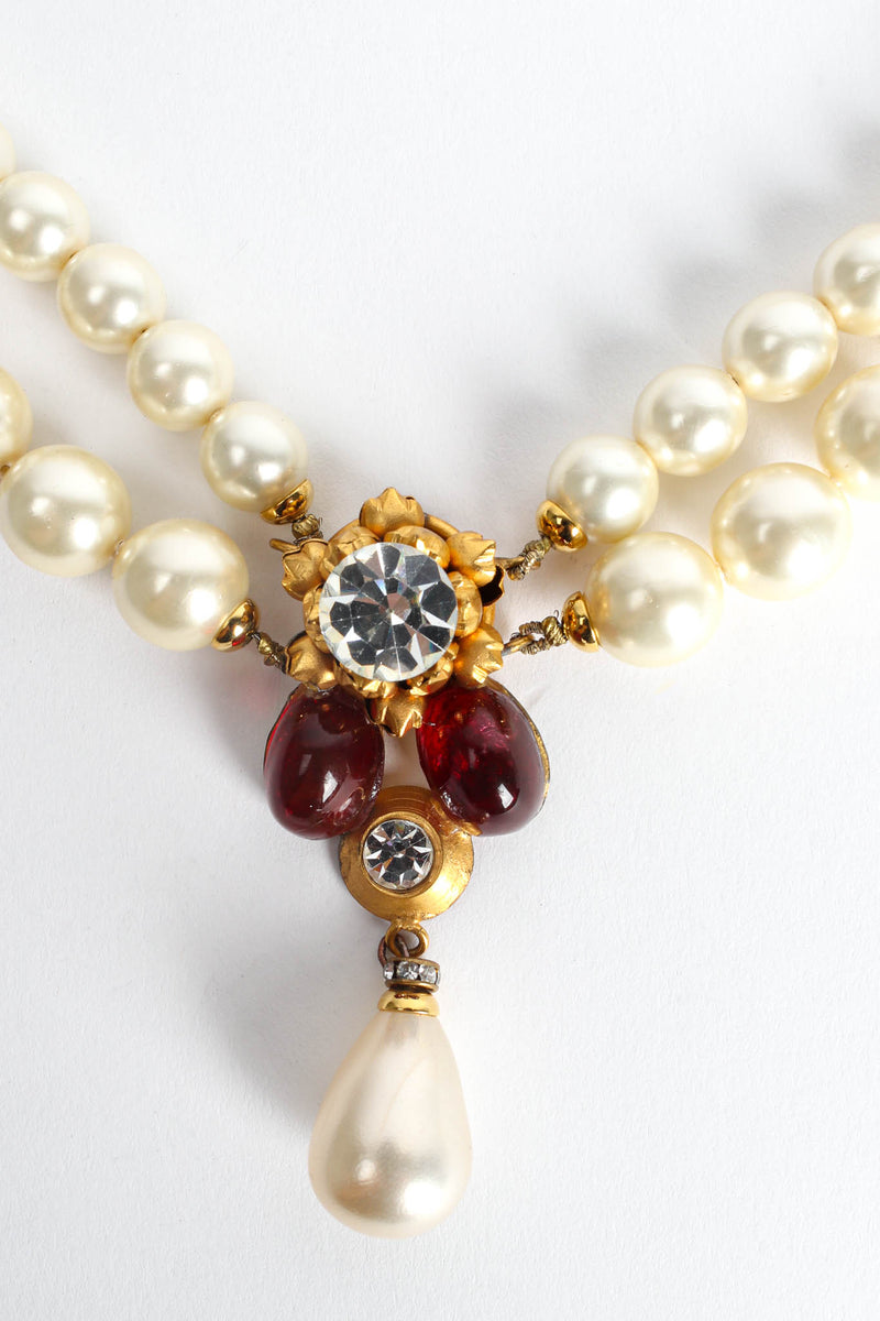 Vintage Sonia Italy Pearl Flower Pendant Necklace Closeup Pendant at Recess LA