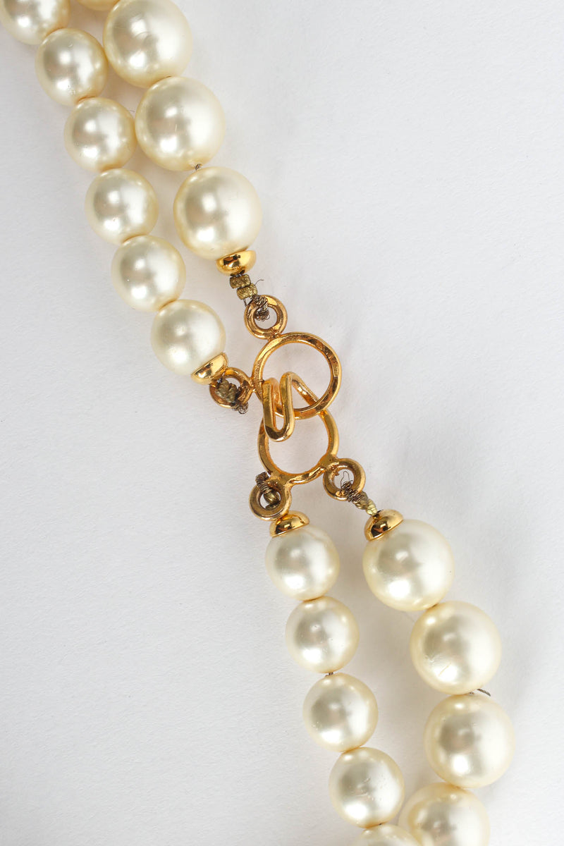 Vintage Sonia Italy Pearl Flower Pendant Necklace Closeup Hook at Recess LA