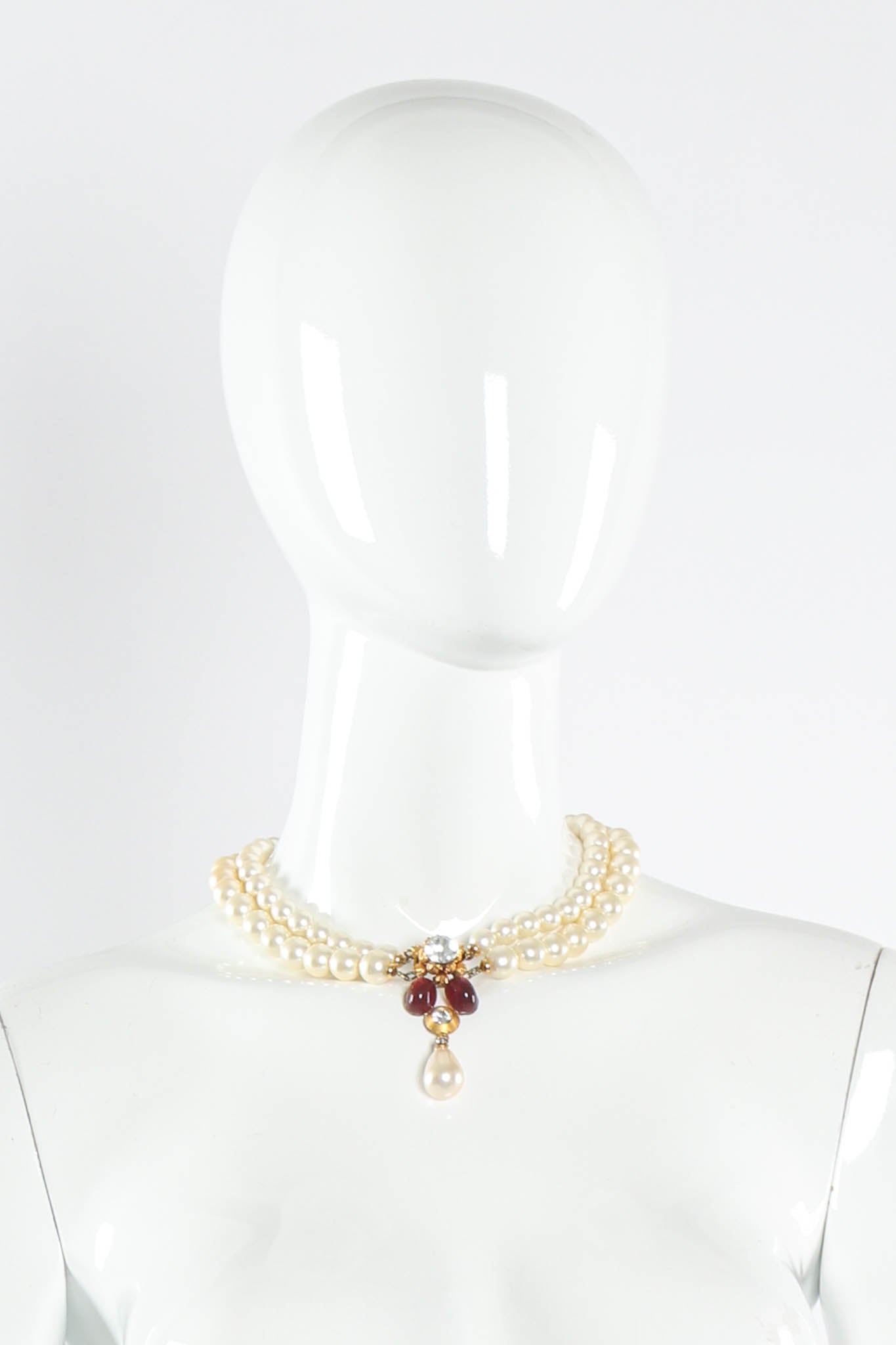 Vintage Sonia Italy Pearl Flower Pendant Necklace on Mannequin at Recess LA