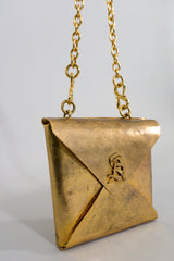 Sonia Rykiel Brass Envelope Chain Clutch Bag