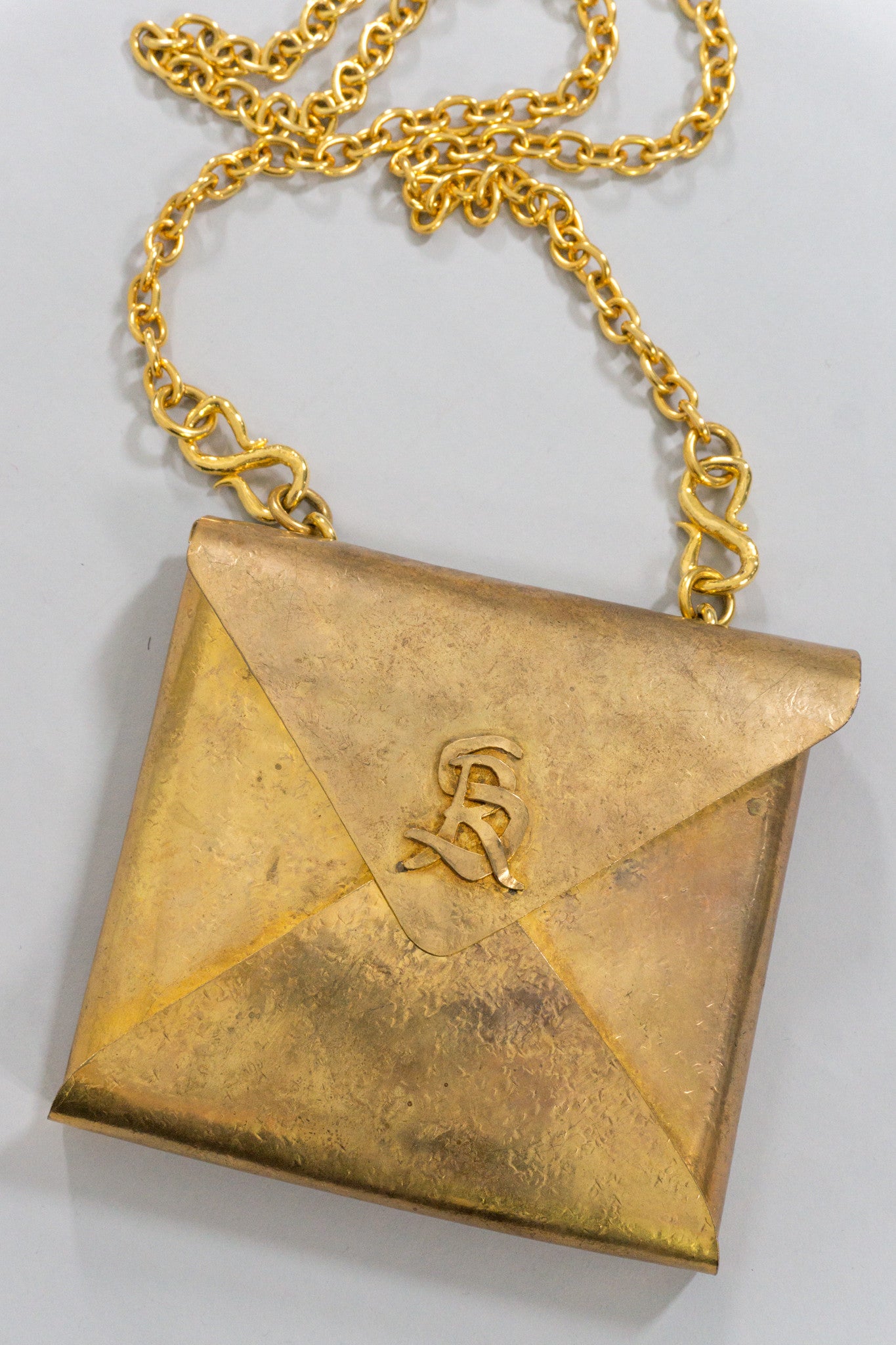 Sonia Rykiel Brass Envelope Chain Clutch Bag