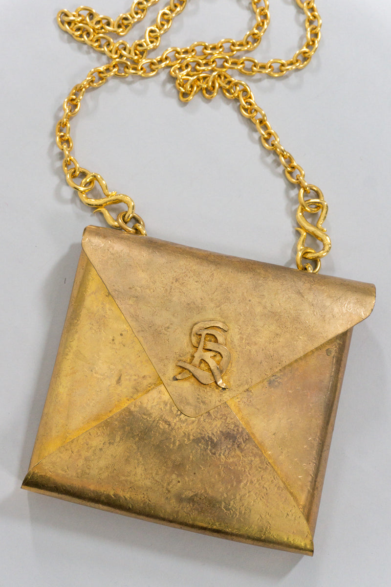 Sonia Rykiel Brass Envelope Chain Clutch Bag
