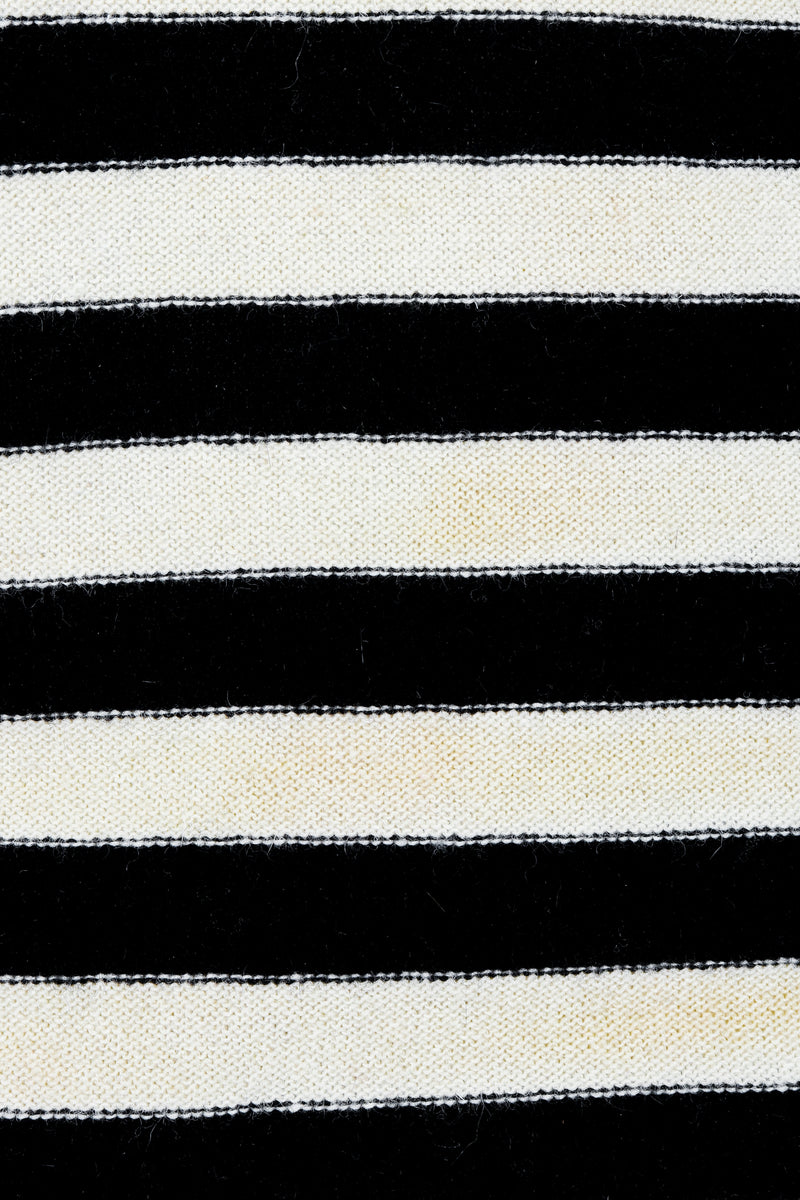 Vintage Sonia Rykiel White Stripe Knit Boyfriend Wrap Sweater on Mannequin fabric at Recess