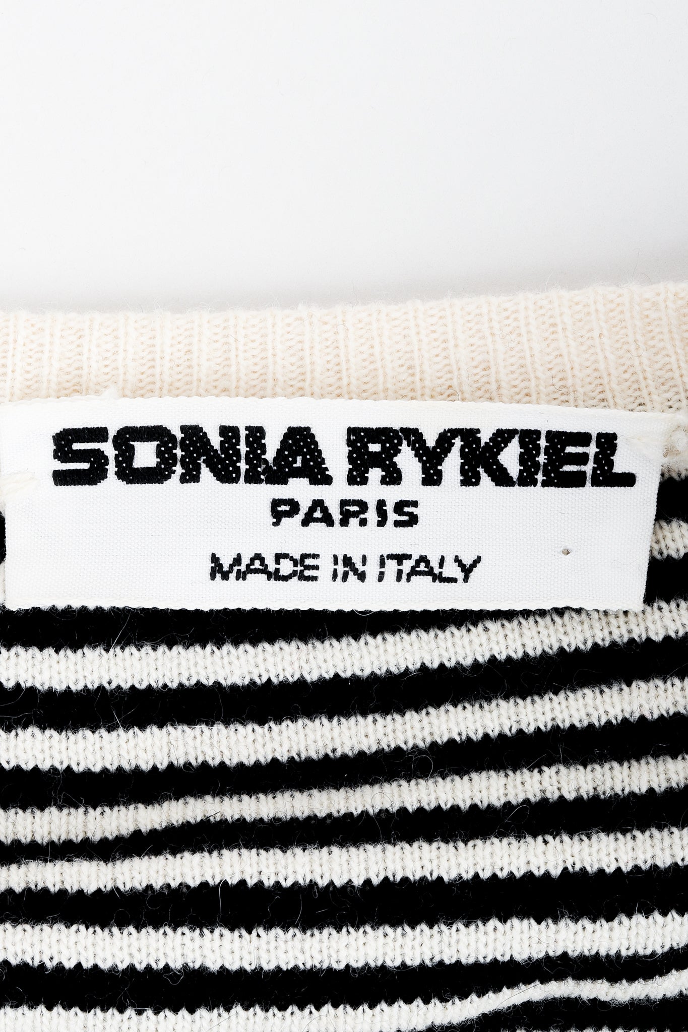 Vintage Sonia Rykiel label on striped fabric