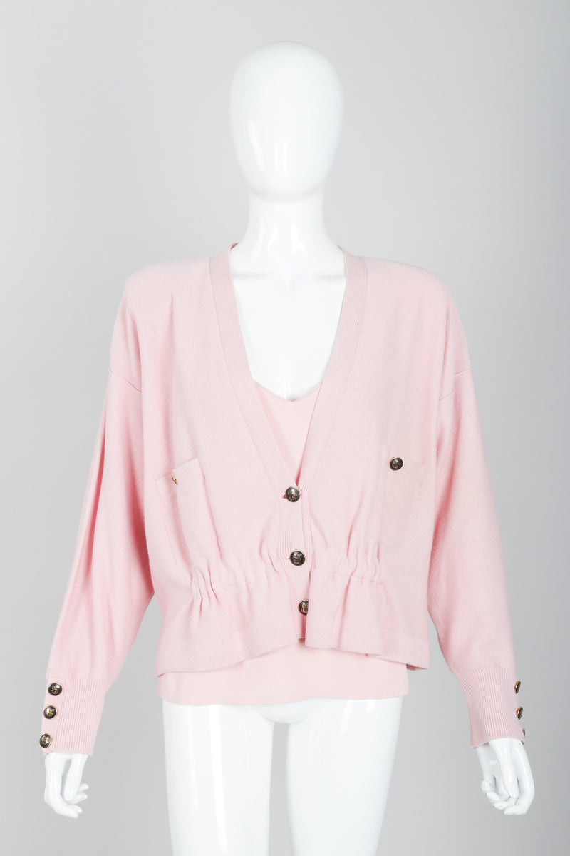 Vintage Sonia Rykiel Baby Pink Camisole & Sweater Ensemble on Mannequin front at Recess