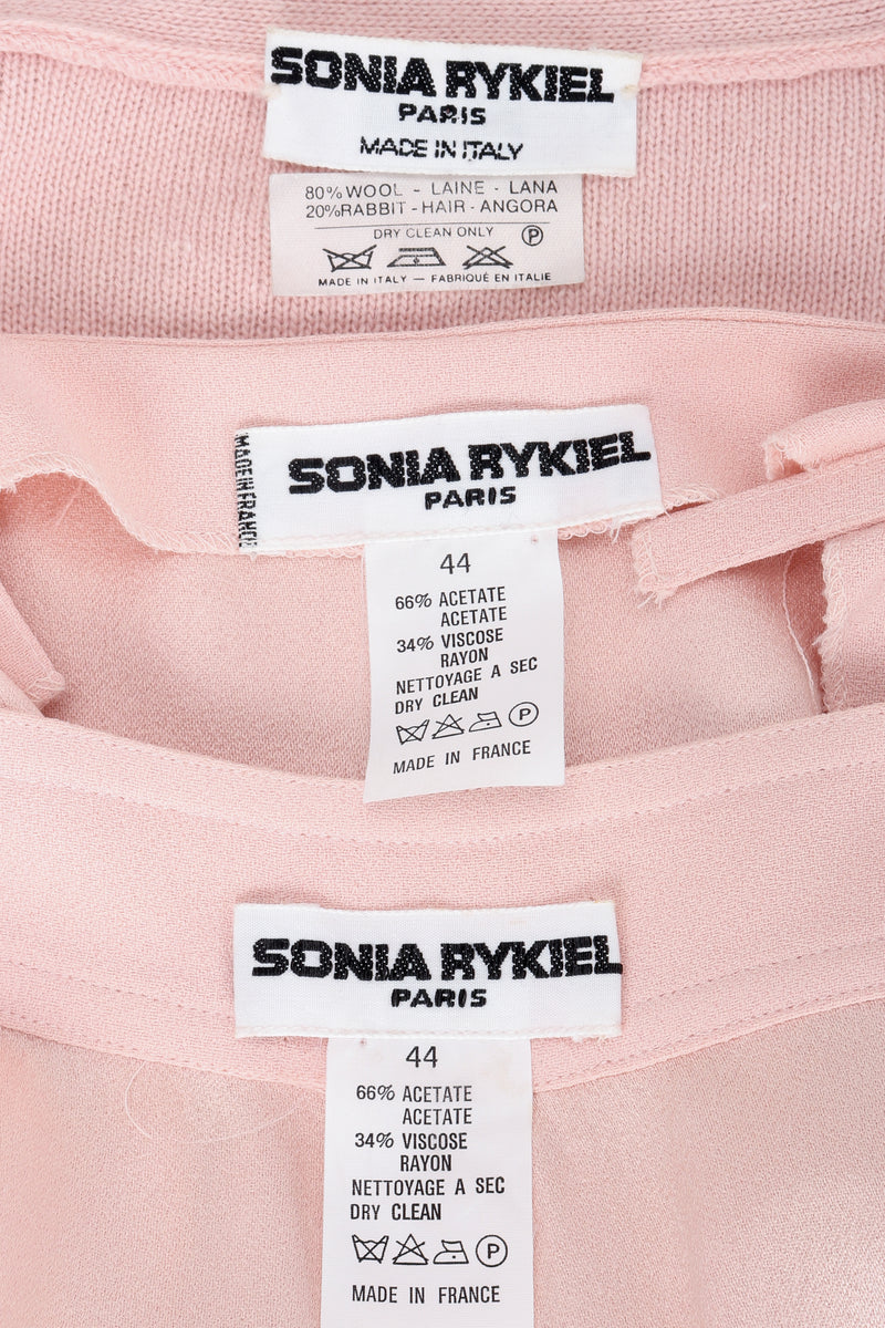 Vintage Sonia Rykiel labels on baby pink