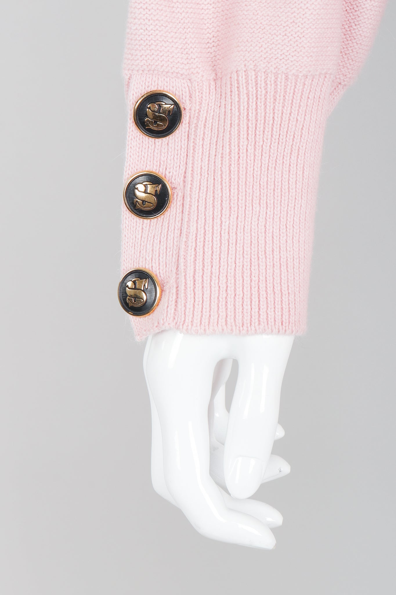 Vintage Sonia Rykiel Baby Pink Camisole Short & Sweater Ensemble sleeve detail