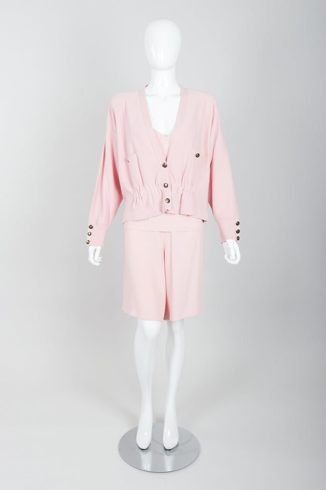Vintage Sonia Rykiel Baby Pink Camisole Short & Sweater Ensemble on Mannequin front at Recess