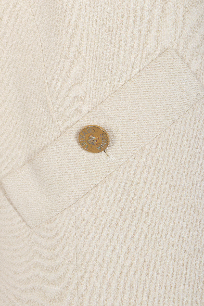 Vintage Sonia Rykiel Sand Crepe Belted Jacket & Short Set on Mannequin button wear