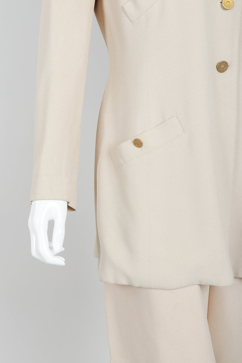 Vintage Sonia Rykiel Sand Crepe Belted Jacket & Short Set on Mannequin crop at Recess