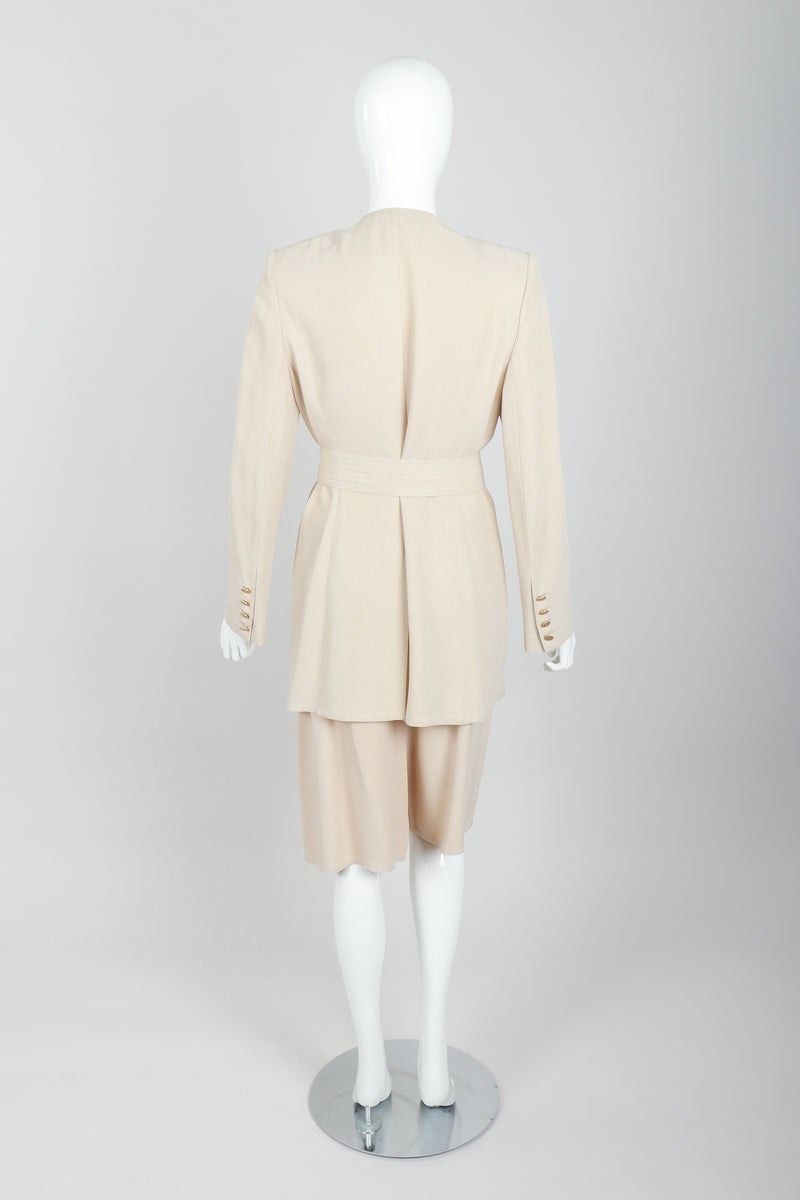Vintage Sonia Rykiel Sand Crepe Belted Jacket & Short Set on Mannequin back at Recess