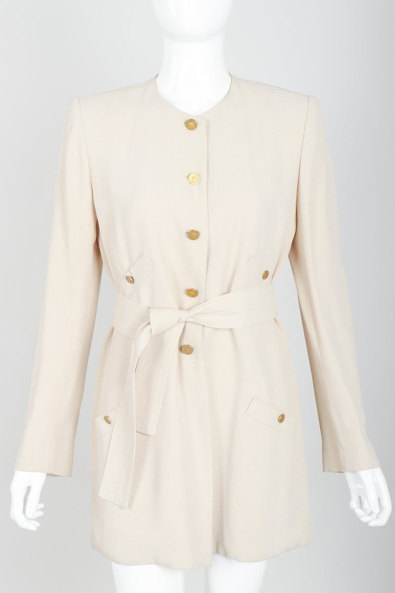Vintage Sonia Rykiel Sand Crepe Belted Jacket Set on Mannequin front at Recess