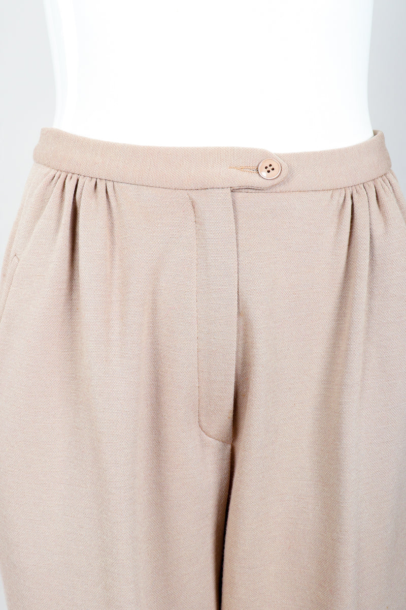 Vintage Sonia Rykiel Taupe Knit Cropped Trouser on Mannequin waistband at Recess