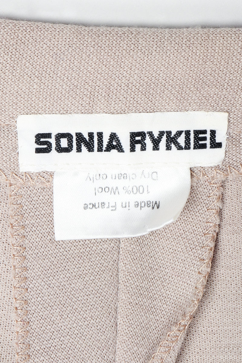 Vintage Sonia Rykiel label on taupe fabric