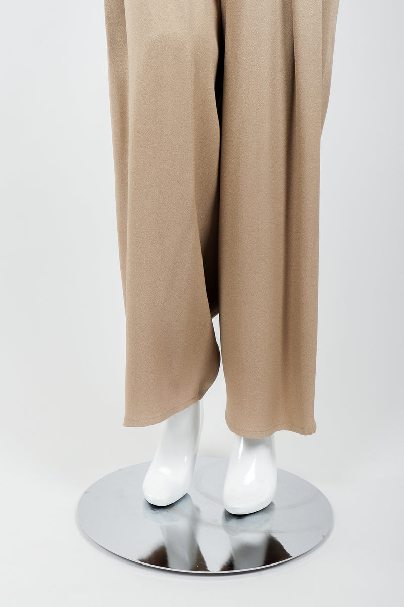 Vintage Sonia Rykiel Taupe Pleated Crepe Pant on Mannequin leg opening at Recess