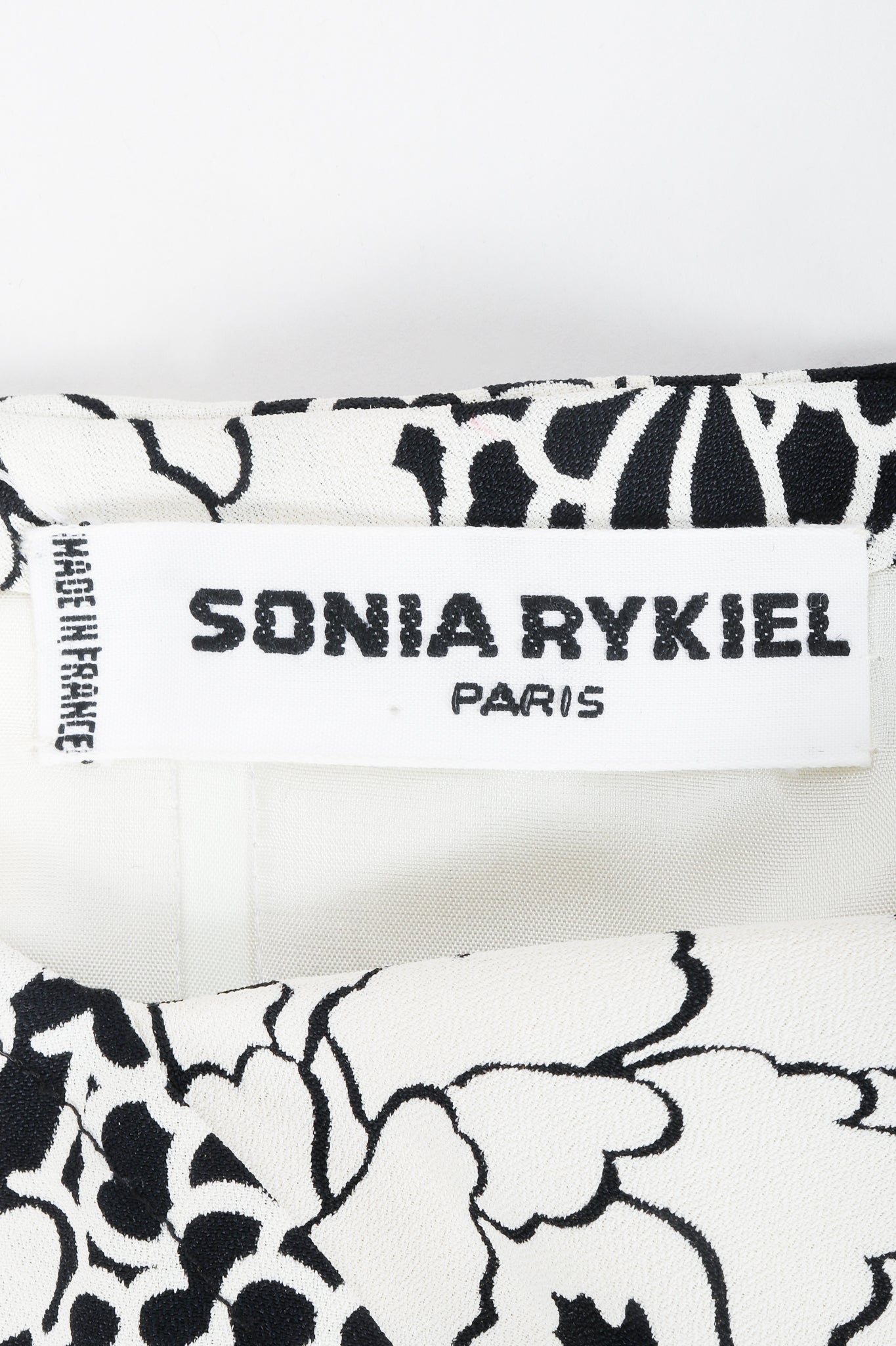 Vintage Sonia Rykiel black white Floral Print Dress & Blouse Set label