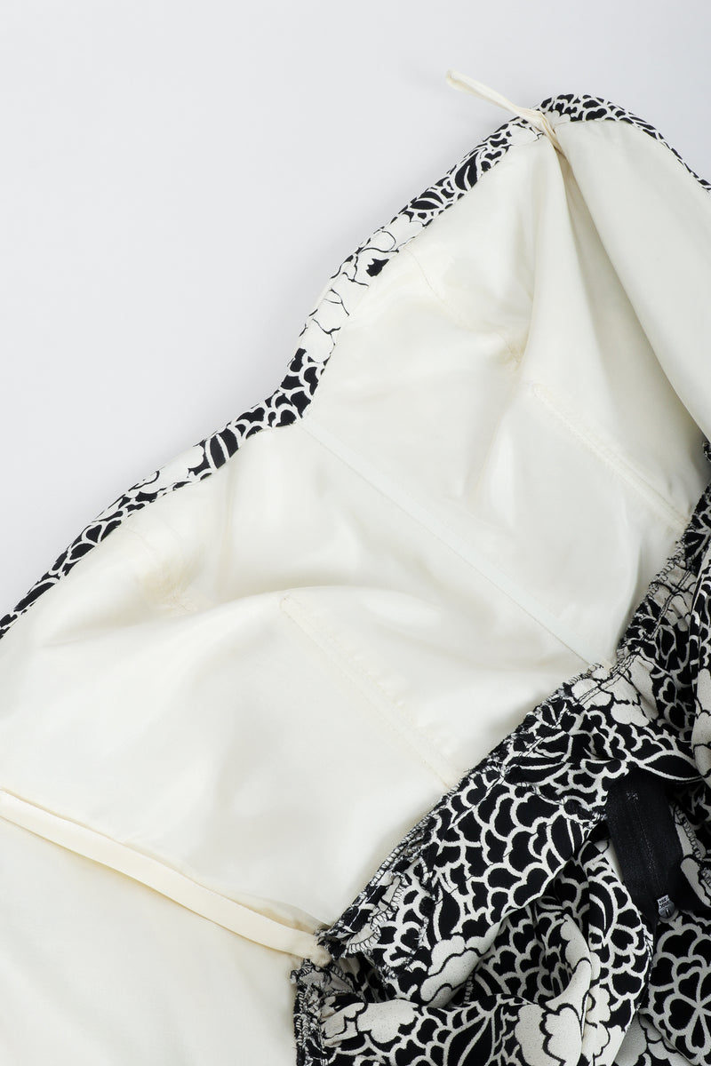 Vintage Sonia Rykiel black white Floral Print Dress bust lining