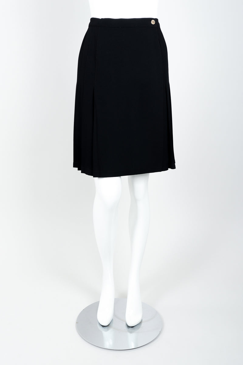 Vintage Sonia Rykiel Crepe Pleated Wrap Skirt on mannequin front at Recess