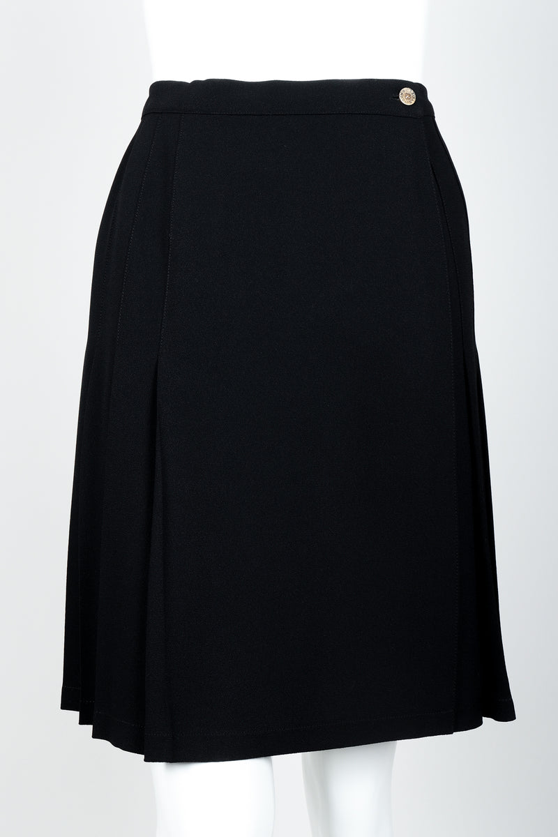 Vintage Sonia Rykiel Crepe Pleated Wrap Skirt on mannequin front crop at Recess