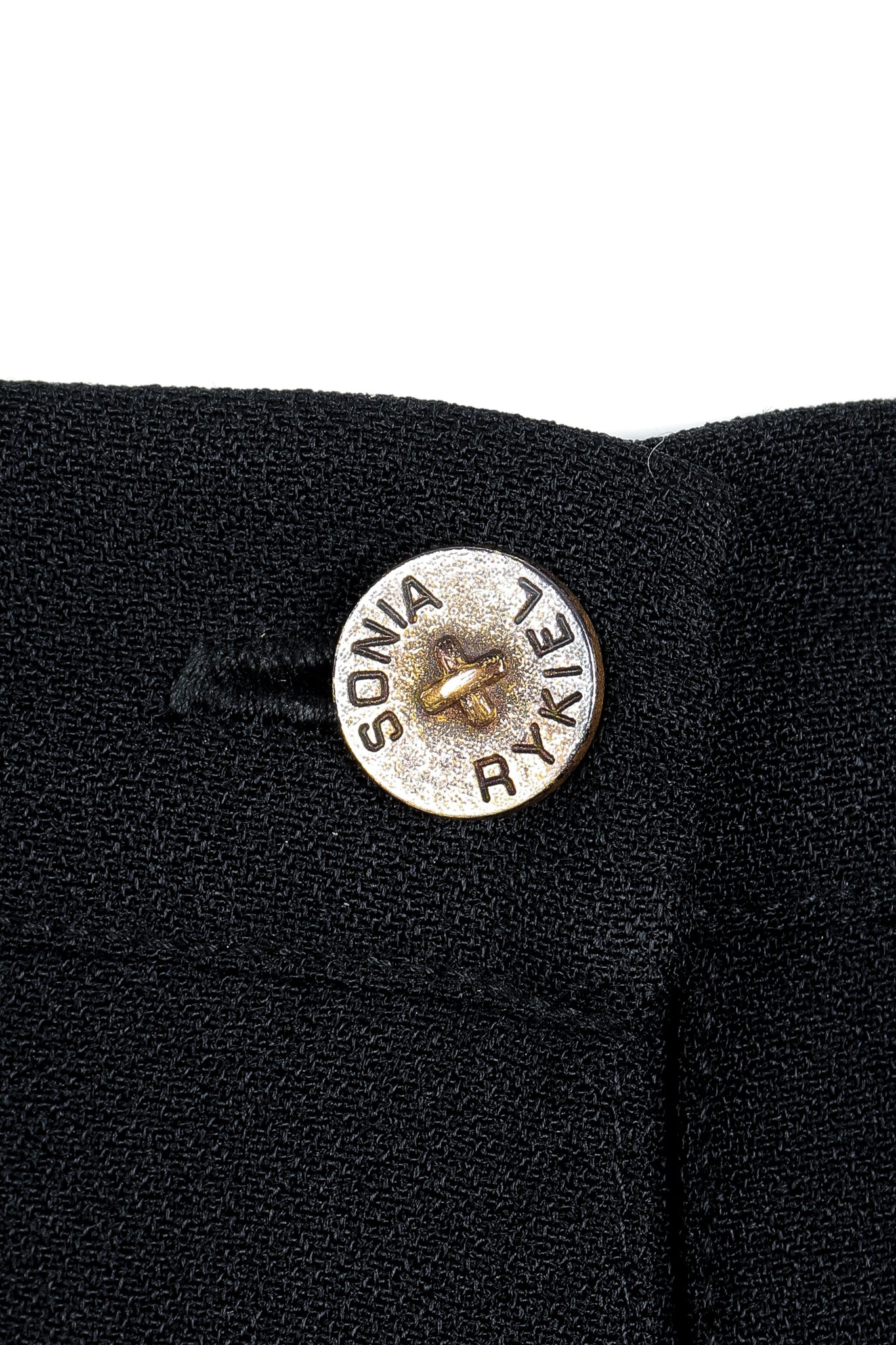 Vintage Sonia Rykiel Crepe Pleated Wrap Skirt button detail
