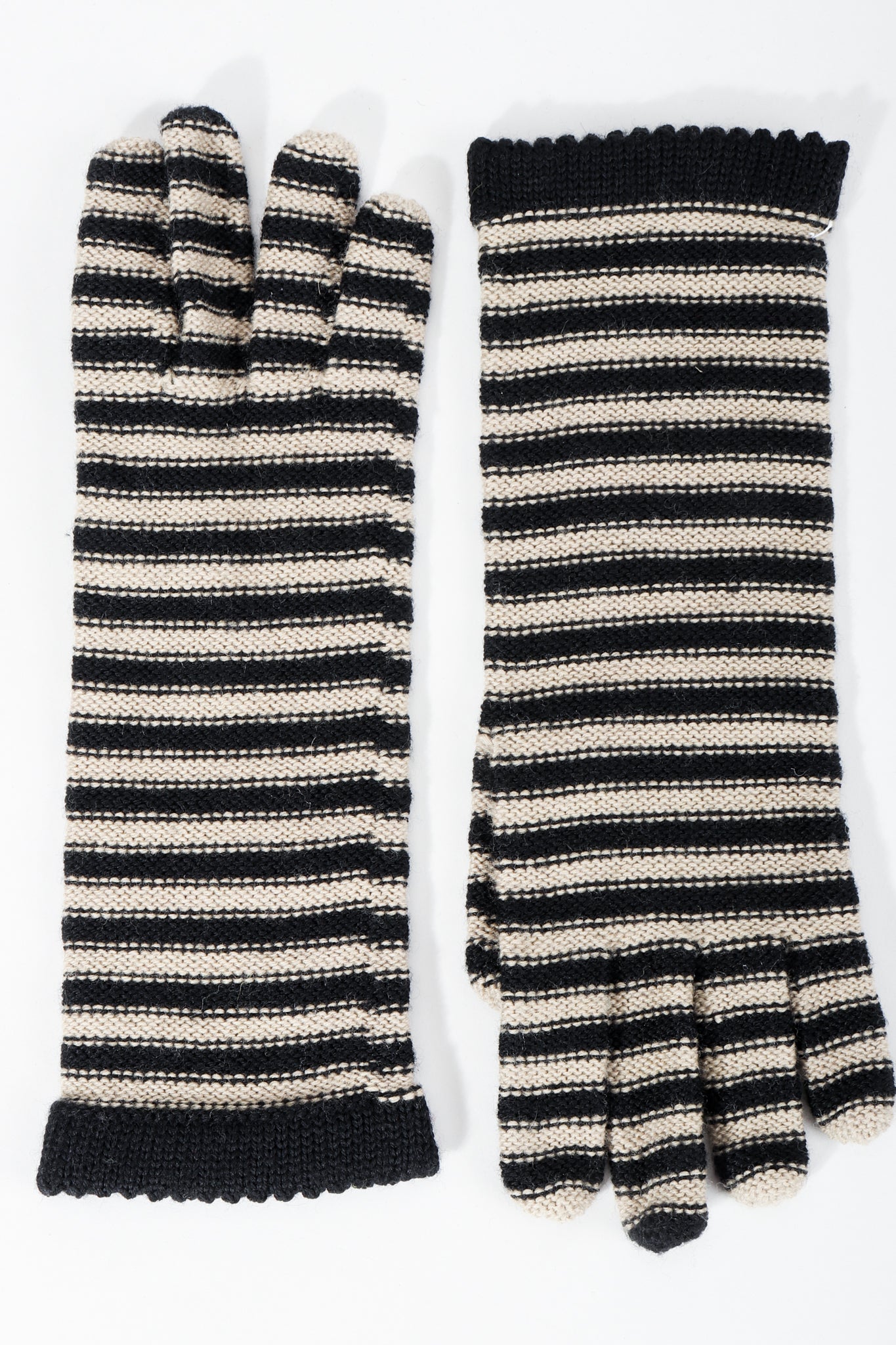 Vintage Sonia Rykiel Beige Stripe Knit Gloves at Recess Los Angeles