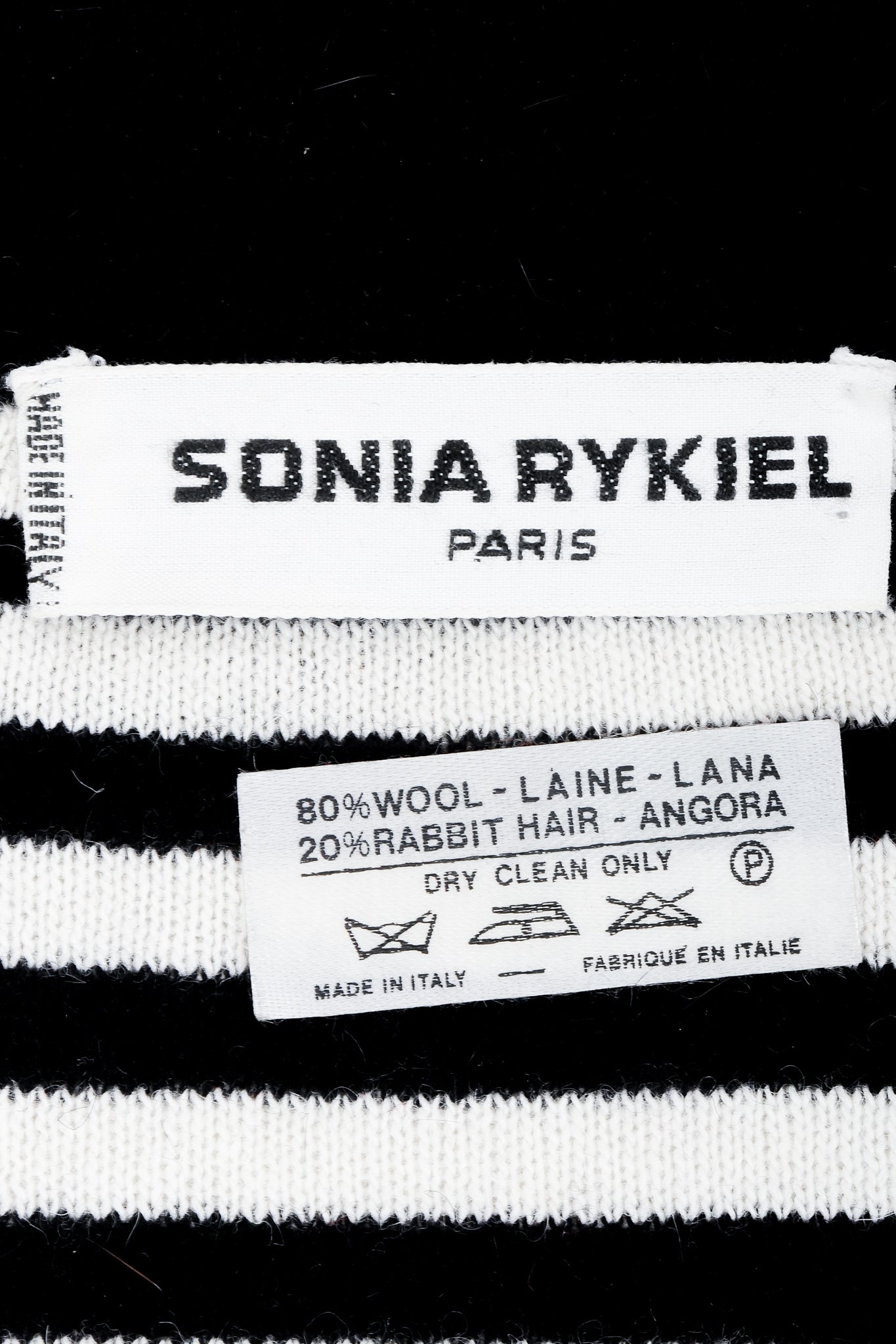 Vintage Sonia Rykiel label on stripe fabric