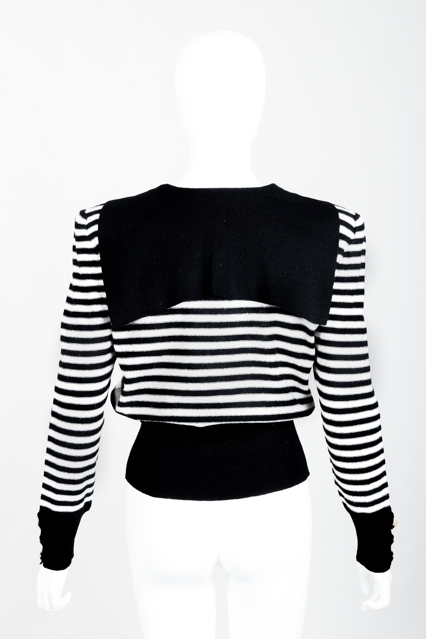 Vintage Sonia Rykiel White Stripe Knit Sailor Sweater on Mannequin back at Recess