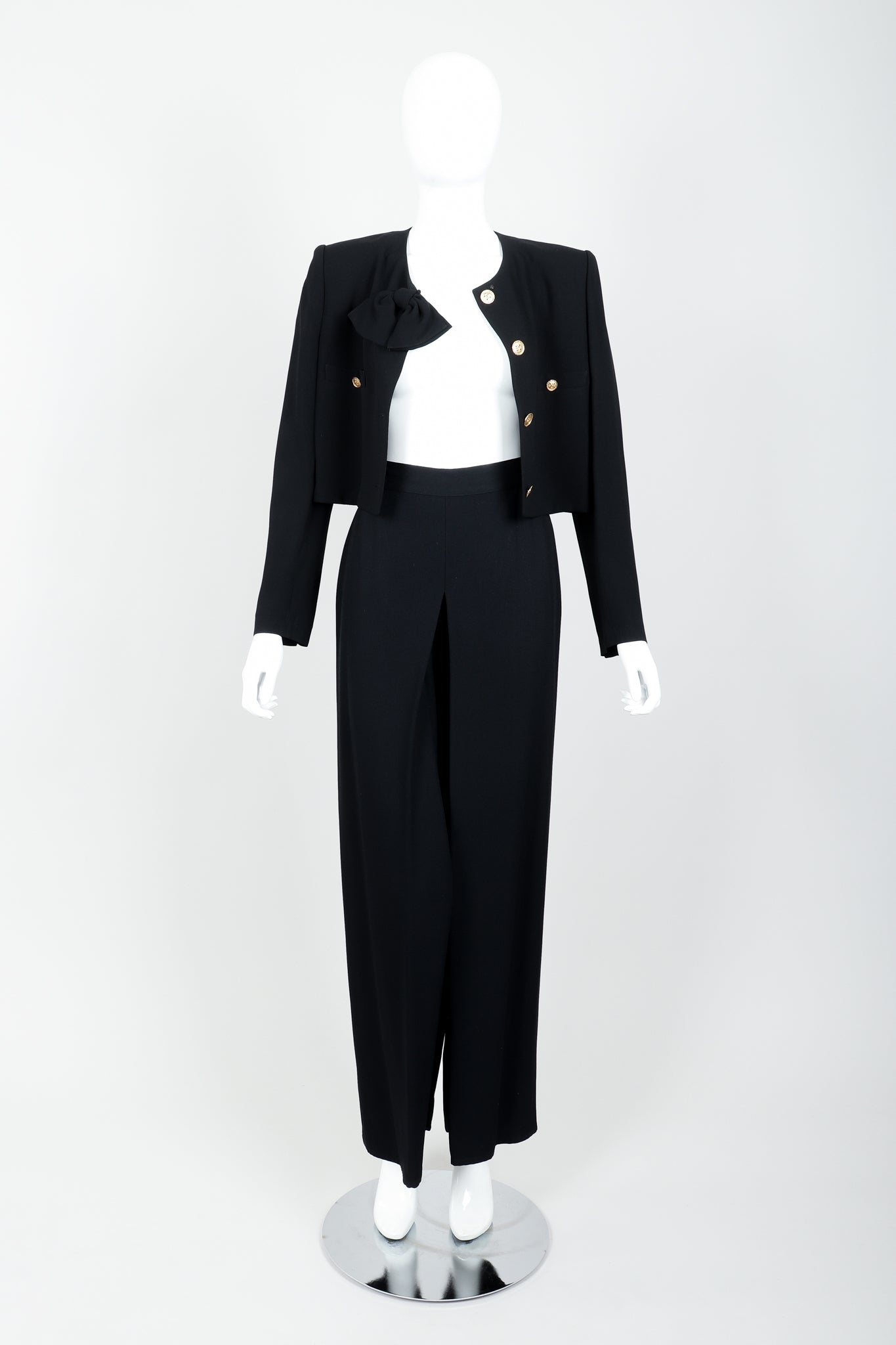 Vintage Sonia Rykiel Chanel Style Boxy Jacket & Pant Suit on Mannequin open at Recess