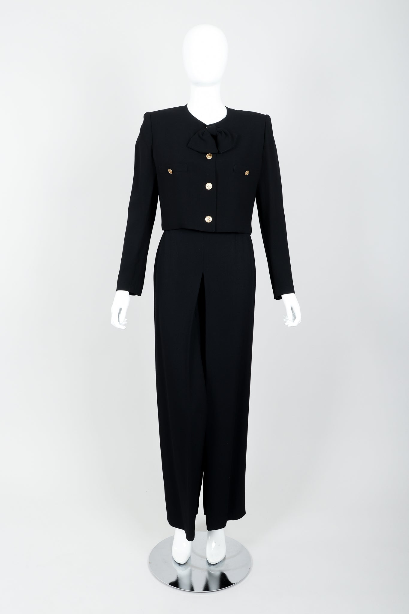 Vintage Sonia Rykiel Chanel Style Boxy Jacket & Pant Suit on Mannequin front at Recess
