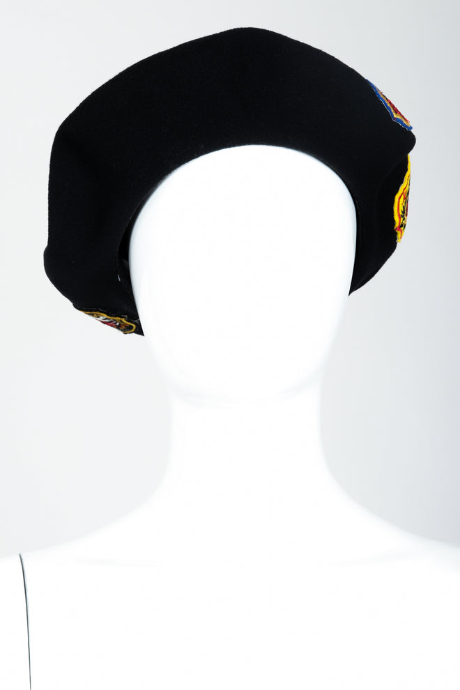 Vintage Sonia Rykiel Wool European Crest Beret on mannequin at Recess
