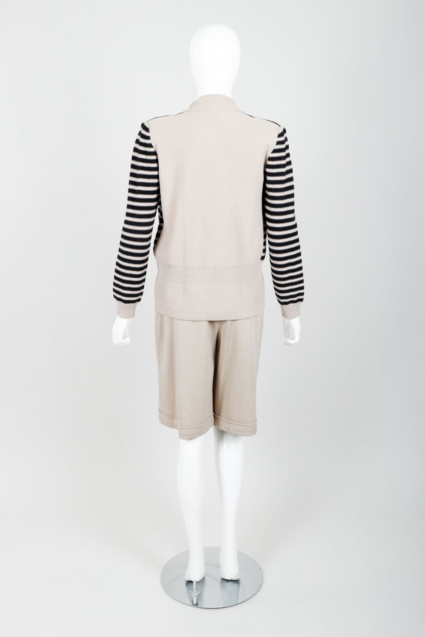 Vintage Sonia Rykiel Beige Knit Sweater & Short Set on mannequin back at Recess