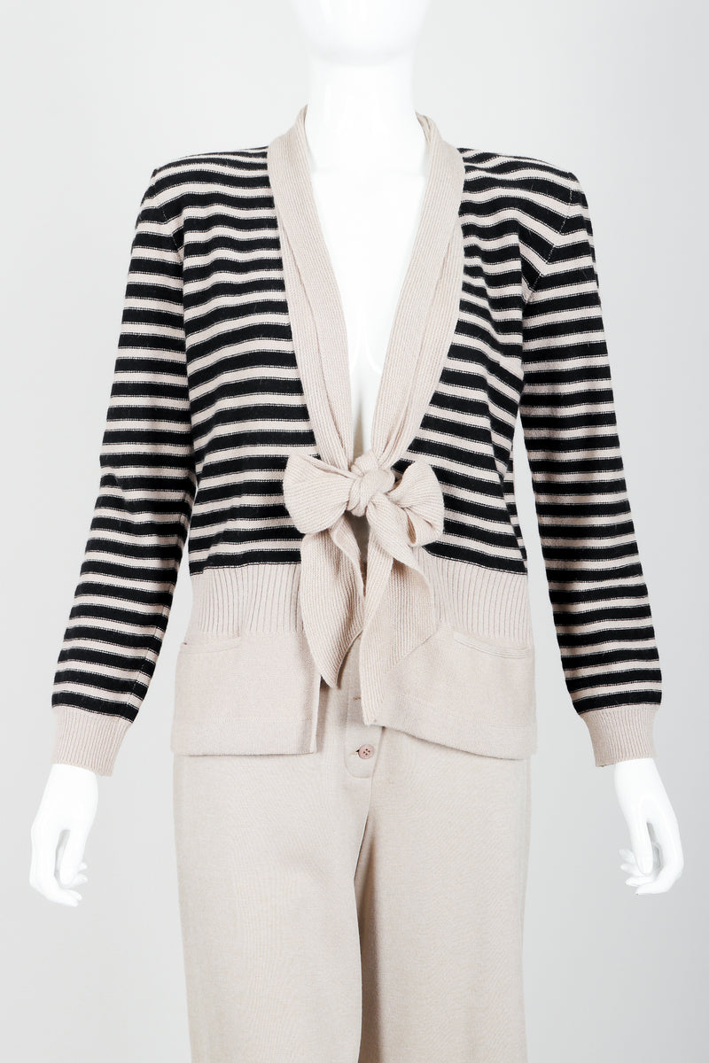 Vintage Sonia Rykiel Beige Knit Sweater & Short Set on mannequin front crop at Recess