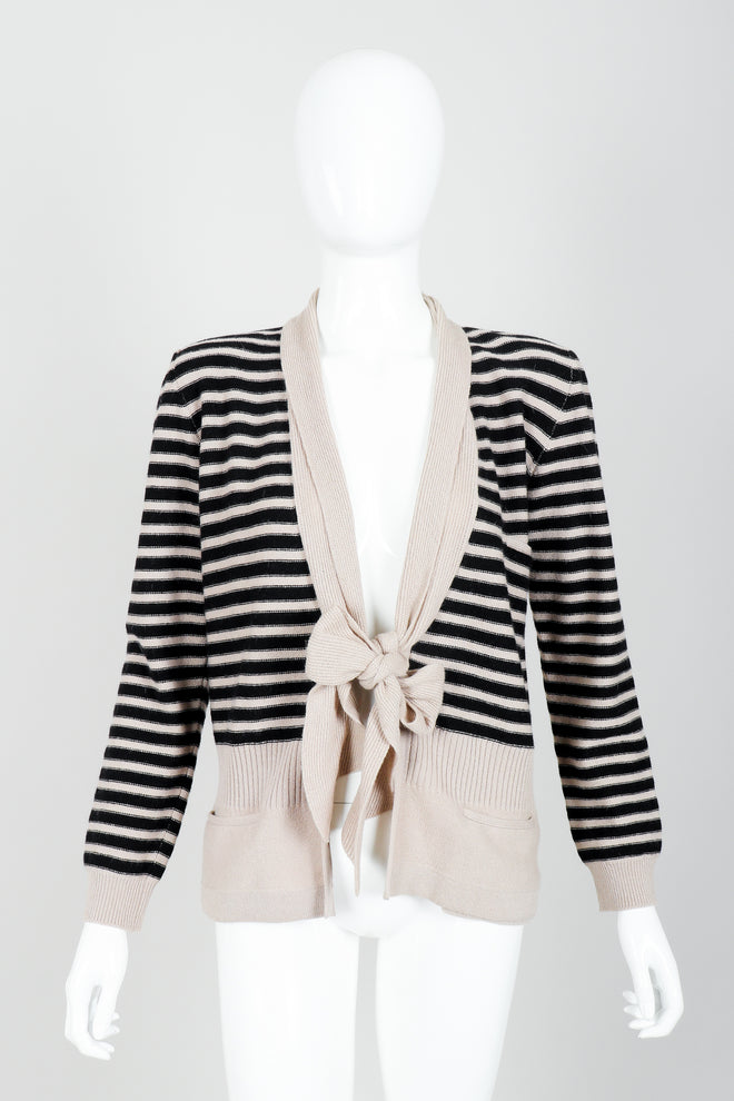 Vintage Sonia Rykiel Beige Knit Sweater Set on mannequin front at Recess