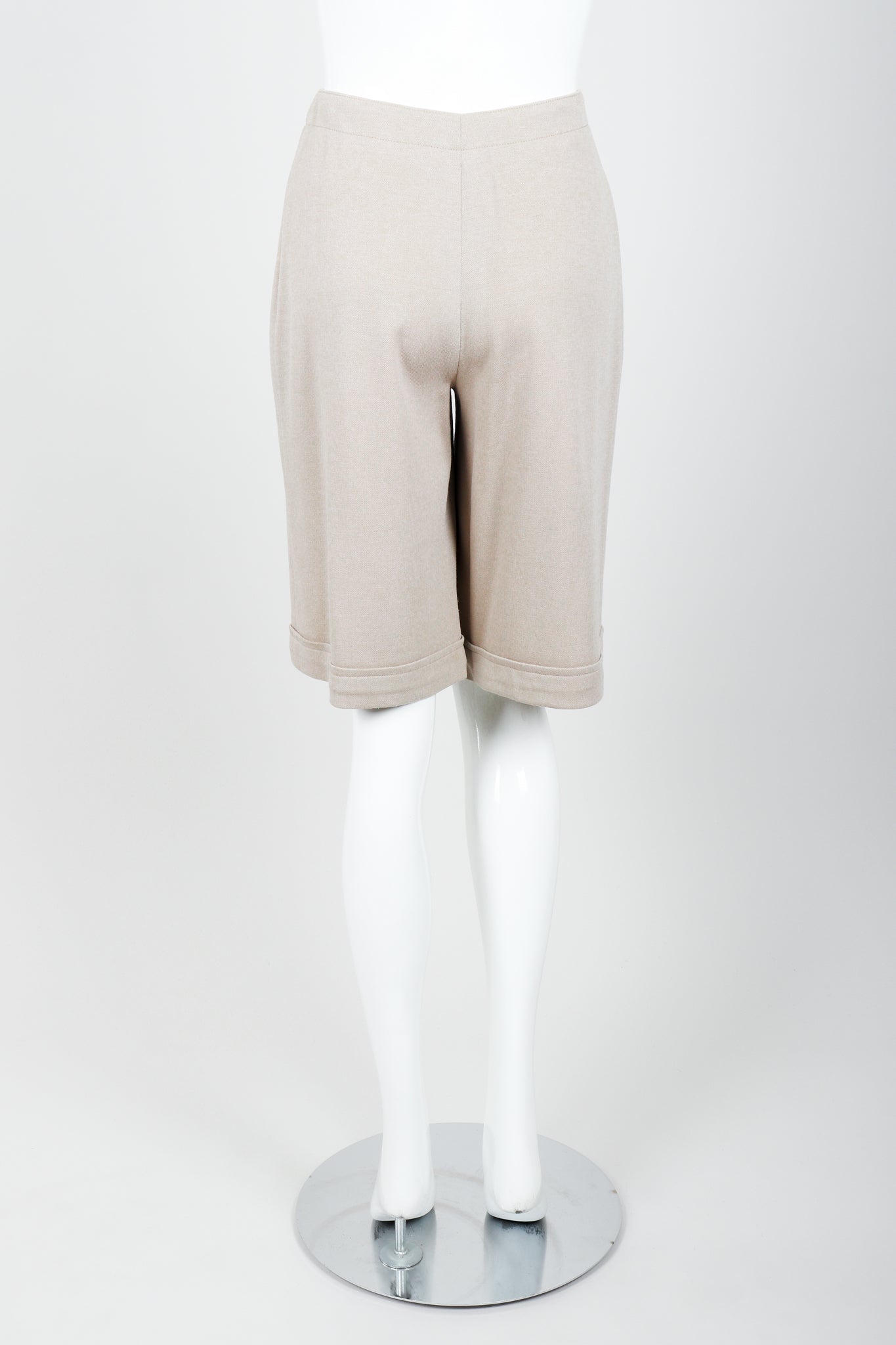 Vintage Sonia Rykiel Beige Knit Short Set on mannequin back at Recess