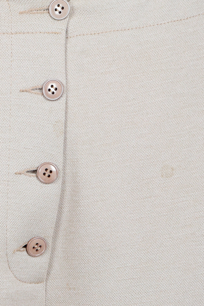 Vintage Sonia Rykiel Beige Knit Short Set on mannequin button fly at Recess